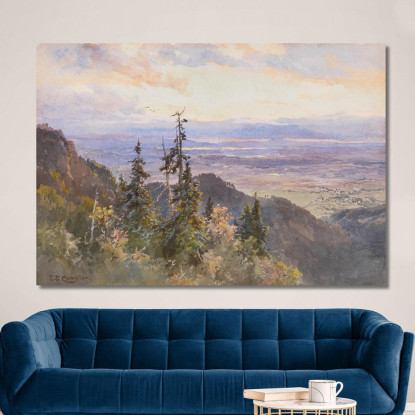 Sulla Benediktenwand Vista Su Schlehdorf E Il Kochelsee Edward Theodore Compton etc8 quadro stampato su tela