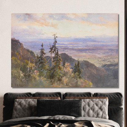 Sulla Benediktenwand Vista Su Schlehdorf E Il Kochelsee Edward Theodore Compton etc8 quadro stampato su tela