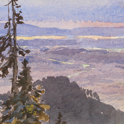 Sulla Benediktenwand Vista Su Schlehdorf E Il Kochelsee Edward Theodore Compton etc8 quadro stampato su tela