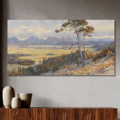 Vista Su Klagenfurt Con Le Catene Montuose Delle Caravanche Edward Theodore Compton etc15 quadro stampato su tela