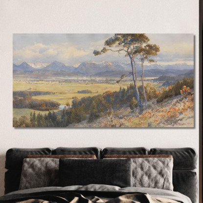 Vista Su Klagenfurt Con Le Catene Montuose Delle Caravanche Edward Theodore Compton etc15 quadro stampato su tela