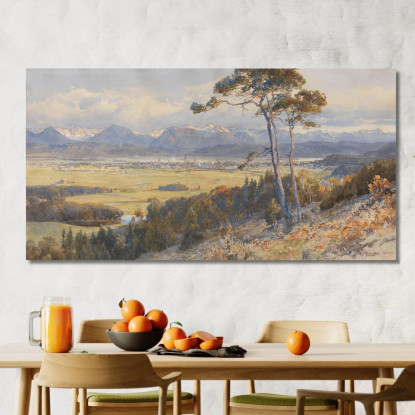 Vista Su Klagenfurt Con Le Catene Montuose Delle Caravanche Edward Theodore Compton etc15 quadro stampato su tela
