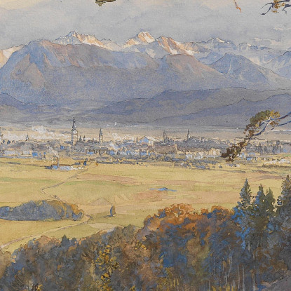 Vista Su Klagenfurt Con Le Catene Montuose Delle Caravanche Edward Theodore Compton etc15 quadro stampato su tela