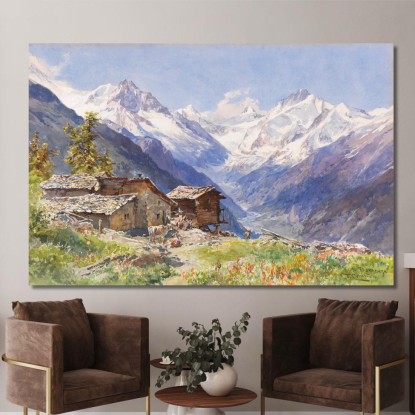 L’Alpe Barneuza Vallese Edward Theodore Compton etc21 quadro stampato su tela