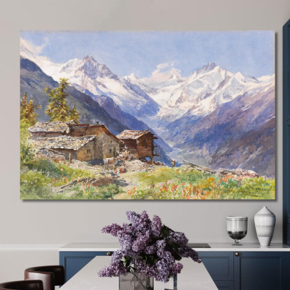 L’Alpe Barneuza Vallese Edward Theodore Compton etc21 quadro stampato su tela