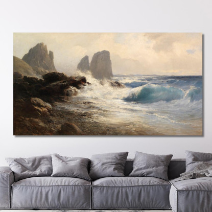 I Faraglioni Davanti Alla Costa Di Capri Edward Theodore Compton etc22 quadro stampato su tela