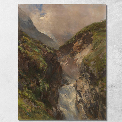 Gola Montana Con Cascata Impetuosa Edward Theodore Compton etc29 quadro stampato su tela