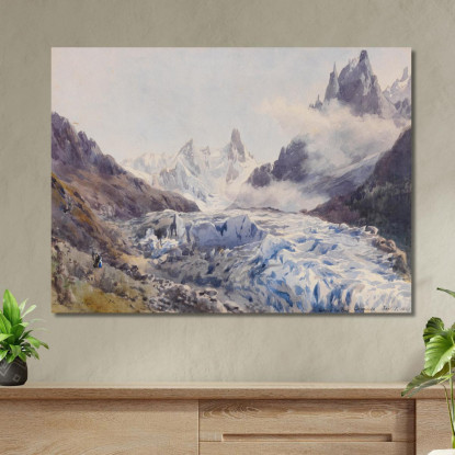 Ghiacciaio Des Bois Chamonix Edward Theodore Compton etc30 quadro stampato su tela