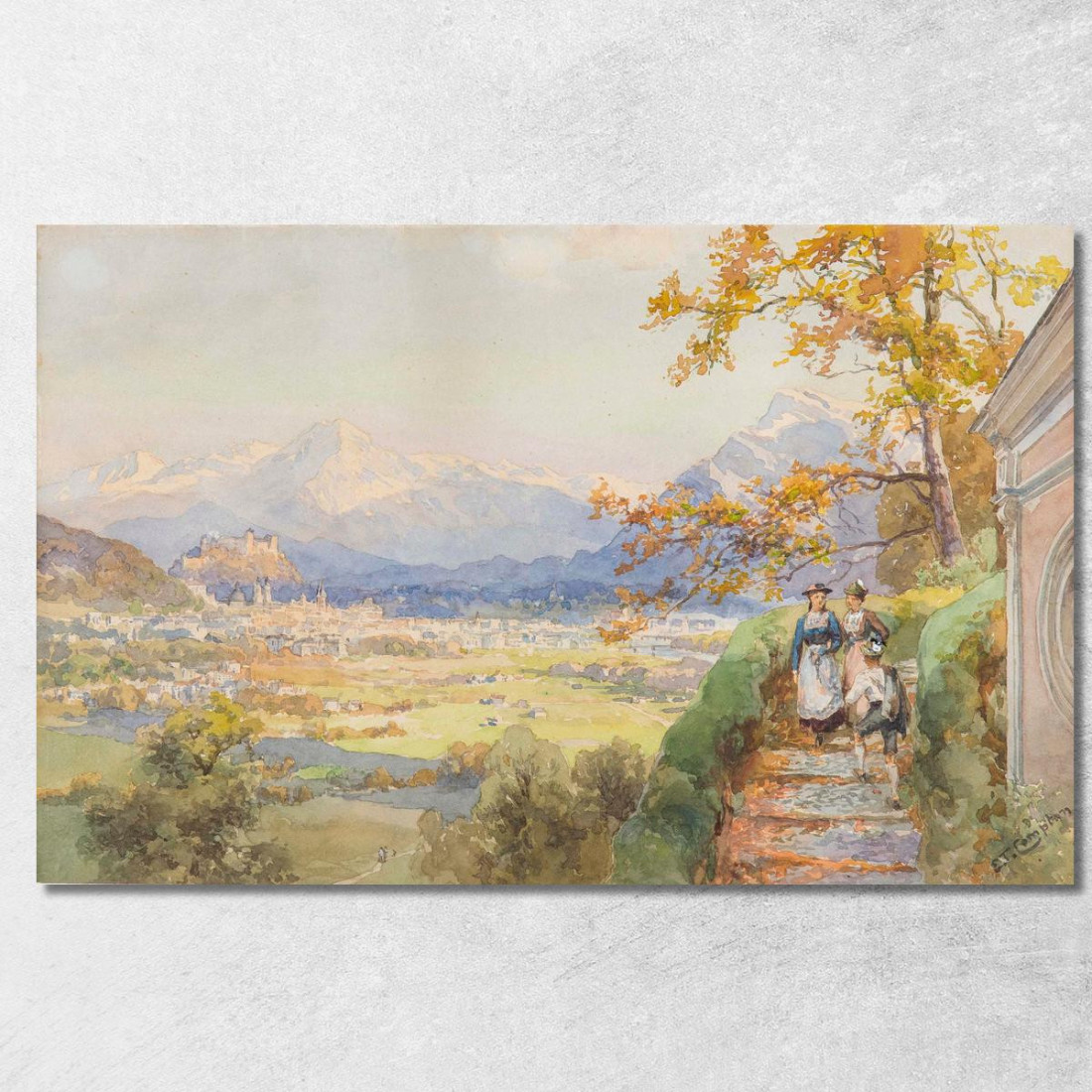 Salisburgo Vista Da Maria Plain Edward Theodore Compton etc53 quadro stampato su tela