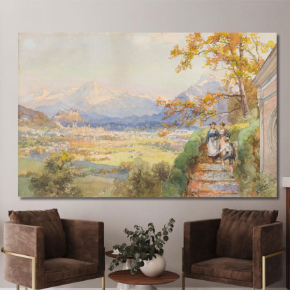 Salisburgo Vista Da Maria Plain Edward Theodore Compton etc53 quadro stampato su tela