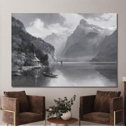Lago Dei Quattro Cantoni Con La Cappella Di Tell E L’Uri Rotstock Edward Theodore Compton etc56 quadro stampato su tela