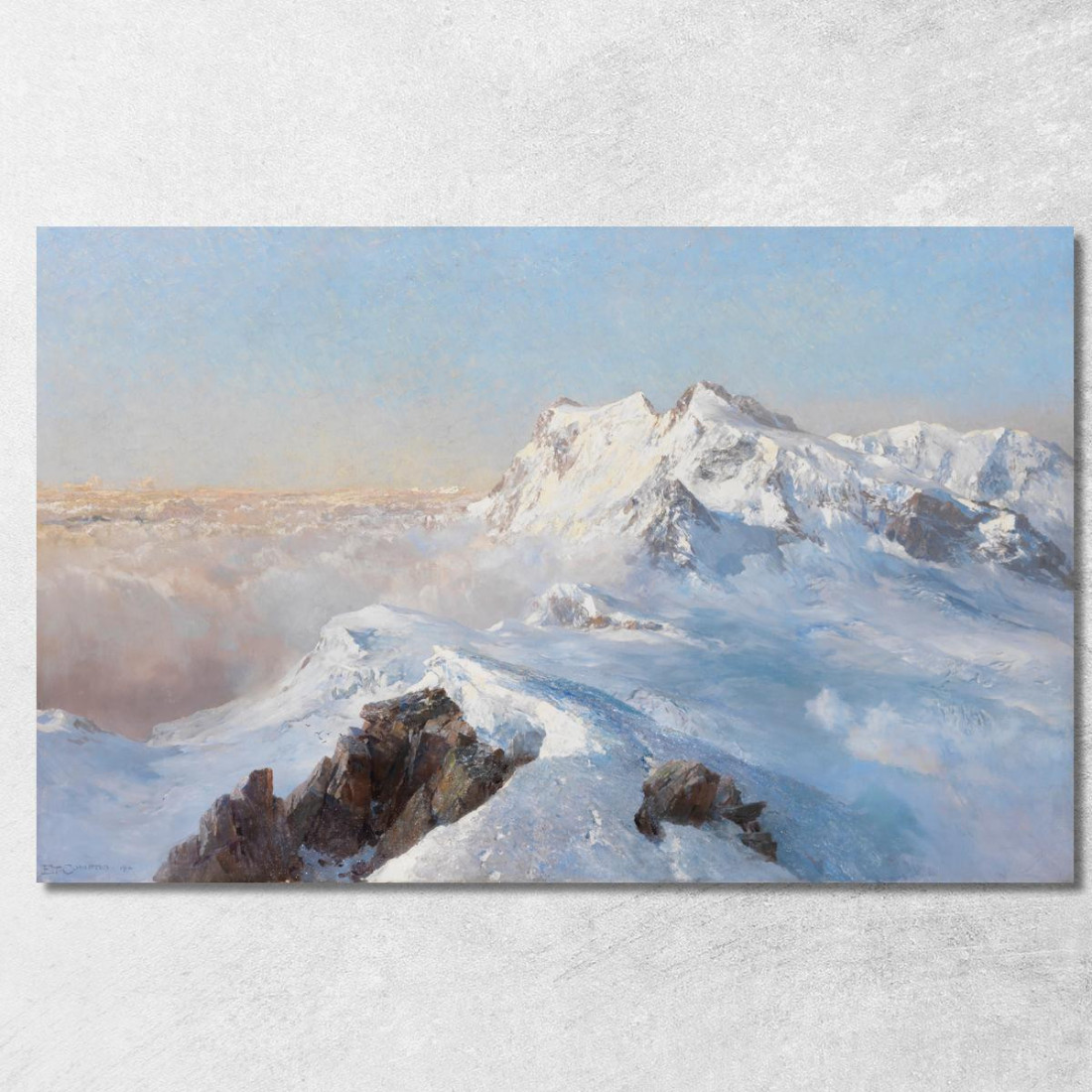 Sopra Il Mare Di Nebbia Monte Rosa Dal Rimpfischhorn Edward Theodore Compton etc61 quadro stampato su tela