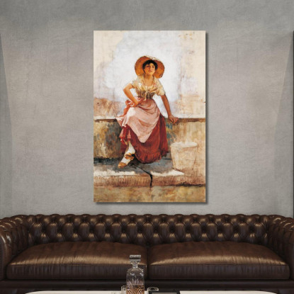 Fanciulla Fiorentina Con Fiori Frank Duveneck fdu3 quadro stampato su tela