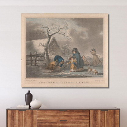 Ragazzi Che Pattinano George Morland gmo13 quadro stampato su tela