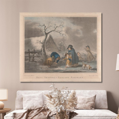 Ragazzi Che Pattinano George Morland gmo13 quadro stampato su tela