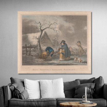 Ragazzi Che Pattinano George Morland gmo13 quadro stampato su tela