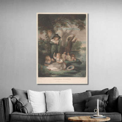 Bambini Che Pescano George Morland gmo15 quadro stampato su tela