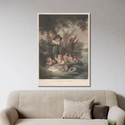Bambini Che Pescano George Morland gmo15 quadro stampato su tela