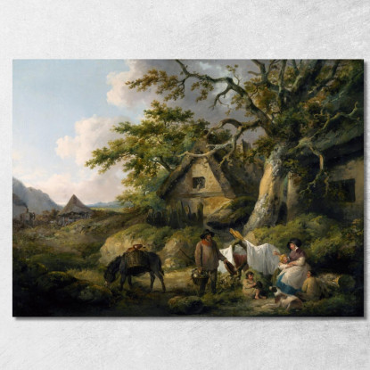 Veduta Di Enderby Leicestershire George Morland gmo55 quadro stampato su tela
