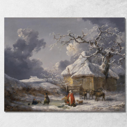 Paesaggio Invernale Con Figure George Morland gmo56 quadro stampato su tela