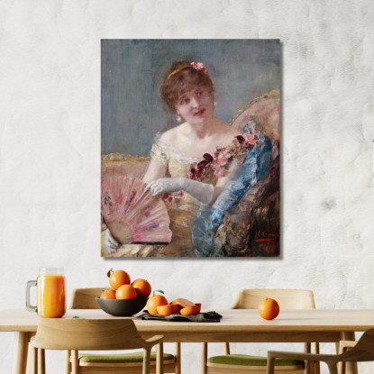 Donna Con Ventaglio - Ritratto Di Réjane Henri Gervex hgr12 quadro stampato su tela