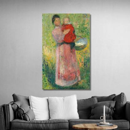 Donna Che Porta Un Bambino In Rosso Tra Le Braccia Henri Martin hmt26 quadro stampato su tela