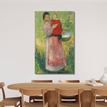 Donna Che Porta Un Bambino In Rosso Tra Le Braccia Henri Martin hmt26 quadro stampato su tela