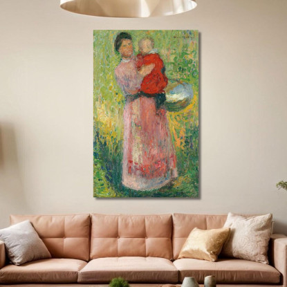 Donna Che Porta Un Bambino In Rosso Tra Le Braccia Henri Martin hmt26 quadro stampato su tela
