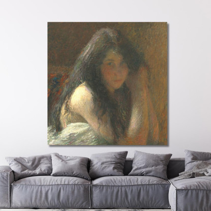 Giovane Donna Che Si Acconcia Olio Su Tela Henri Martin hmt30 quadro stampato su tela