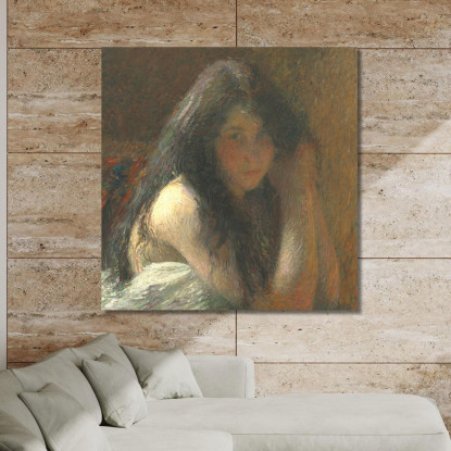 Giovane Donna Che Si Acconcia Olio Su Tela Henri Martin hmt30 quadro stampato su tela