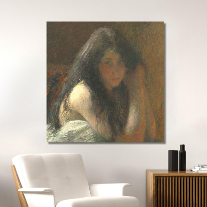 Giovane Donna Che Si Acconcia Olio Su Tela Henri Martin hmt30 quadro stampato su tela
