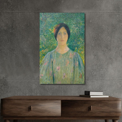 Giovane Donna Con L'Abito Fiorito Henri Martin hmt31 quadro stampato su tela