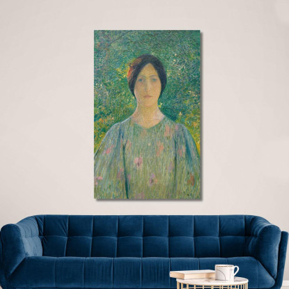 Giovane Donna Con L'Abito Fiorito Henri Martin hmt31 quadro stampato su tela