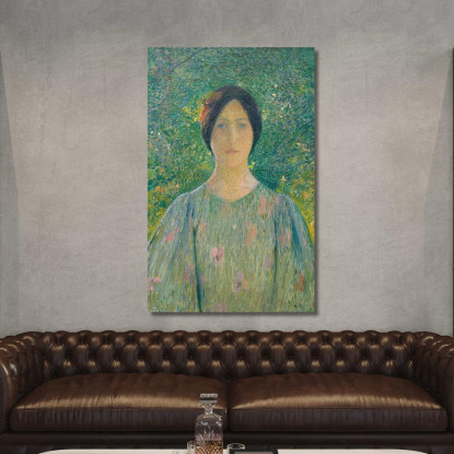 Giovane Donna Con L'Abito Fiorito Henri Martin hmt31 quadro stampato su tela