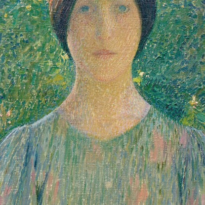 Giovane Donna Con L'Abito Fiorito Henri Martin hmt31 quadro stampato su tela