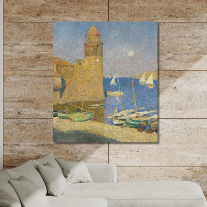 La Torre Di Collioure Al Chiaro Di Luna Henri Martin hmt38 quadro stampato su tela