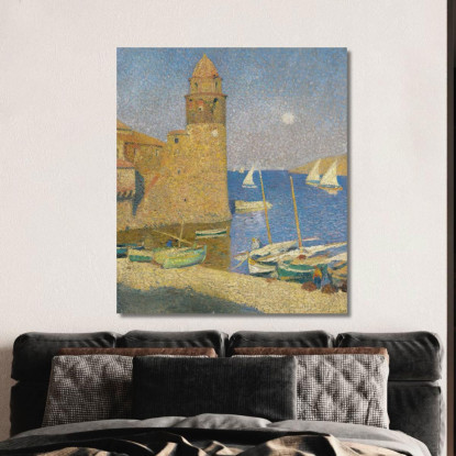 La Torre Di Collioure Al Chiaro Di Luna Henri Martin hmt38 quadro stampato su tela