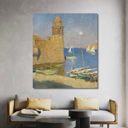 La Torre Di Collioure Al Chiaro Di Luna Henri Martin hmt38 quadro stampato su tela