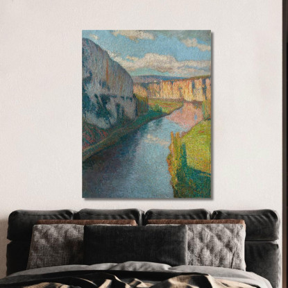La Valle Del Lot Vicino A Saint-Cirq-Lapopie Henri Martin hmt40 quadro stampato su tela