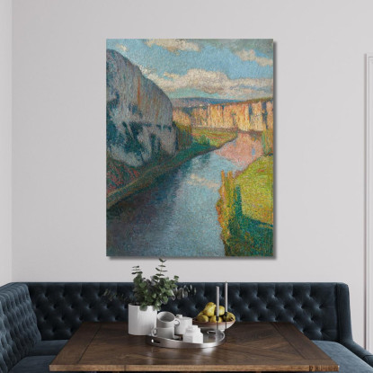 La Valle Del Lot Vicino A Saint-Cirq-Lapopie Henri Martin hmt40 quadro stampato su tela
