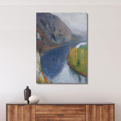 Il Lot Ai Piedi Delle Falesie Di Saint-Cirq-Lapopie Henri Martin hmt49 quadro stampato su tela