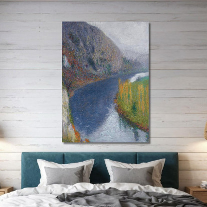 Il Lot Ai Piedi Delle Falesie Di Saint-Cirq-Lapopie Henri Martin hmt49 quadro stampato su tela