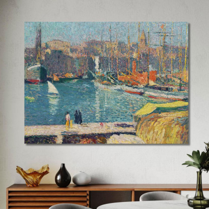 Il Vecchio Porto Di Marsiglia Henri Martin hmt53 quadro stampato su tela