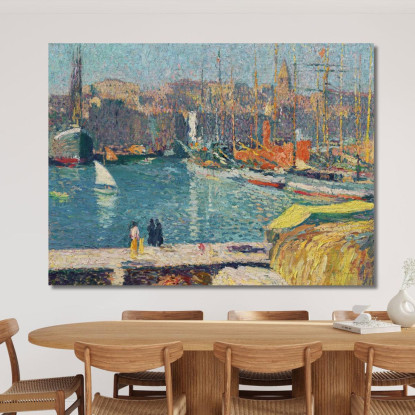 Il Vecchio Porto Di Marsiglia Henri Martin hmt53 quadro stampato su tela