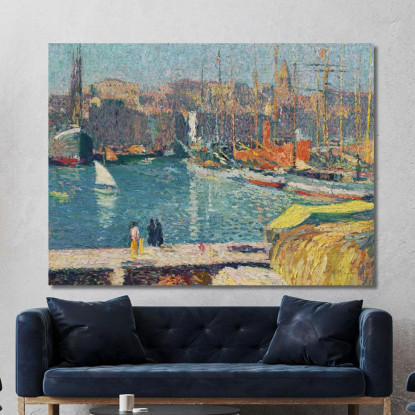 Il Vecchio Porto Di Marsiglia Henri Martin hmt53 quadro stampato su tela