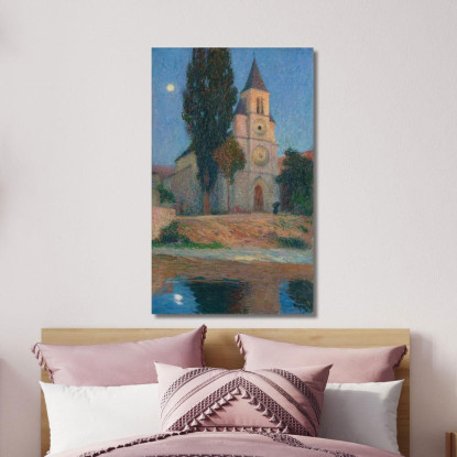Levata Di Luna Dietro La Chiesa Di Labastide-Du-Vert Henri Martin hmt59 quadro stampato su tela