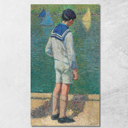 Bambino Piccolo Al Bordo Del Bacino Del Giardino Del Lussemburgo A Parigi Henri Martin hmt70 quadro stampato su tela