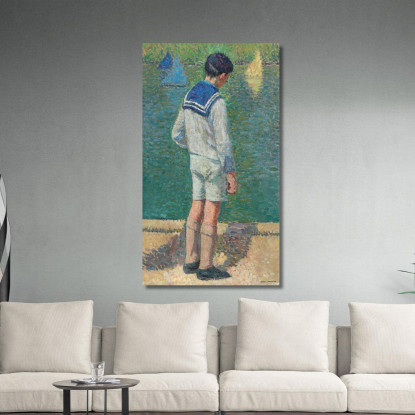 Bambino Piccolo Al Bordo Del Bacino Del Giardino Del Lussemburgo A Parigi Henri Martin hmt70 quadro stampato su tela