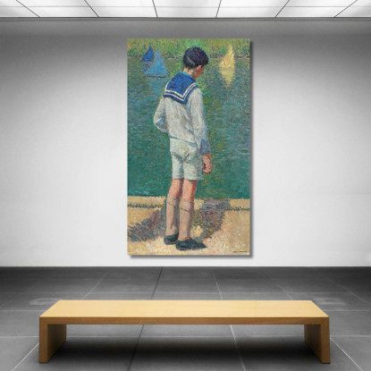 Bambino Piccolo Al Bordo Del Bacino Del Giardino Del Lussemburgo A Parigi Henri Martin hmt70 quadro stampato su tela