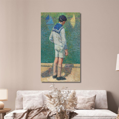 Bambino Piccolo Al Bordo Del Bacino Del Giardino Del Lussemburgo A Parigi Henri Martin hmt70 quadro stampato su tela